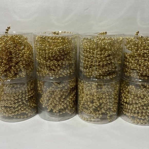 3MM Faux Pearl Plastic Beads String Gold 8 ~ 5 Yards Trim Crafts Scrapbook - Picture 1 of 13